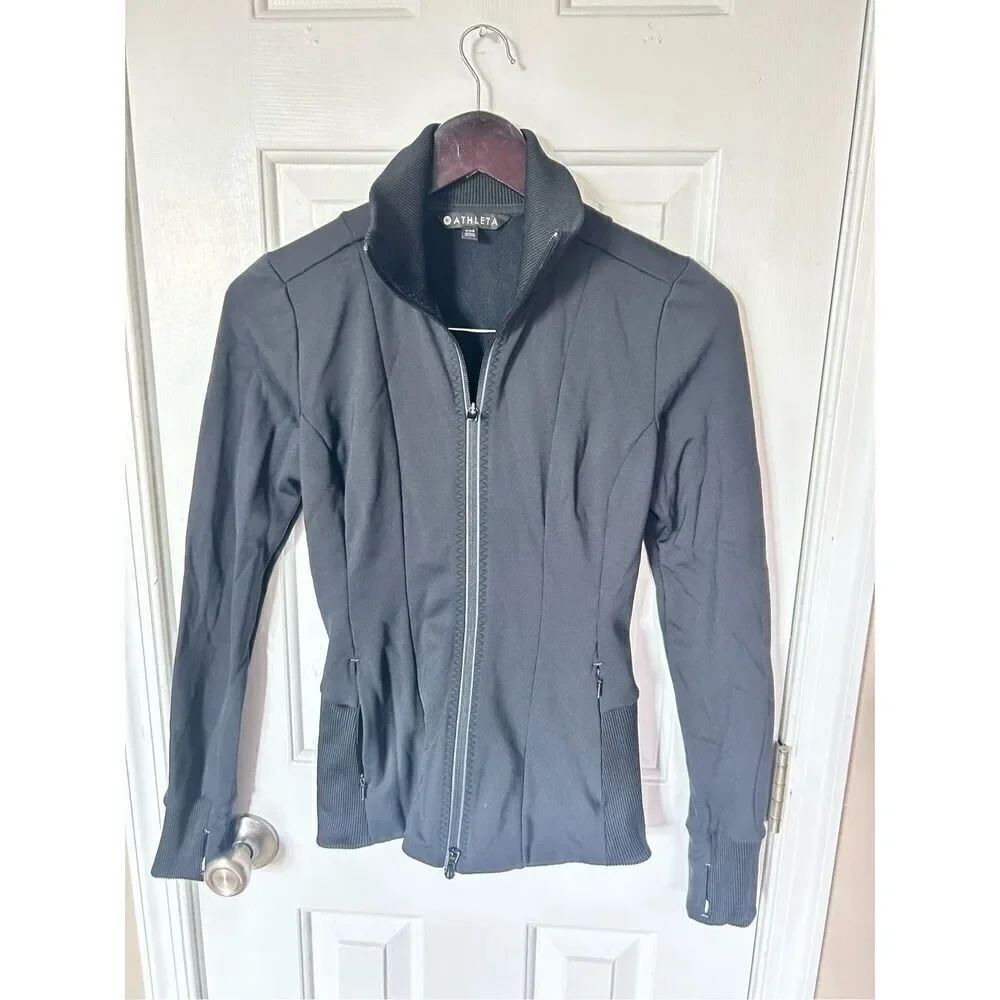 ATHLETA Shanti Jacket Womens xxs extra extra Small Black Full Zip Running Perfor